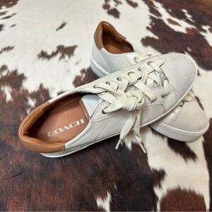 Coach Women's Cream and Brown Sneakers